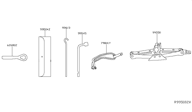 2015 Nissan Rogue Tool Kit & Maintenance Manual Diagram