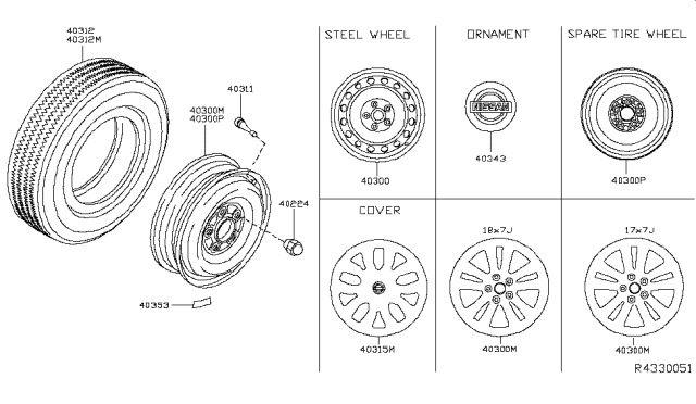 2018 Nissan Rogue Road Wheel & Tire Diagram