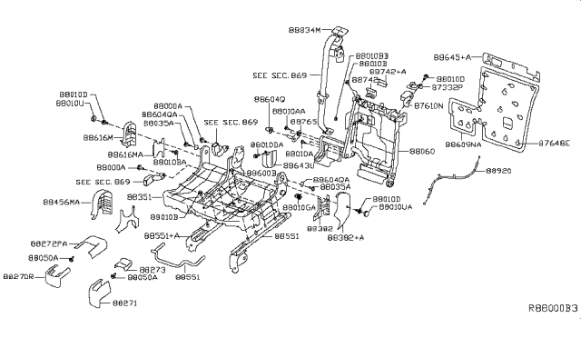 2018 Nissan Rogue Clip Diagram for 88613-4CP1A