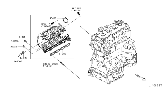 2015 Nissan Rogue Manifold-Intake Diagram for 14001-4BV0A