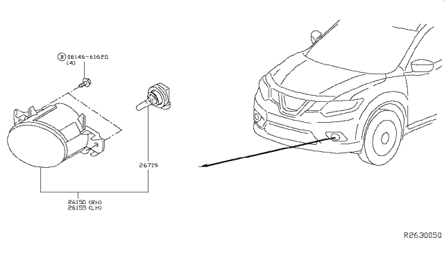 2015 Nissan Rogue Fog,Daytime Running & Driving Lamp Diagram