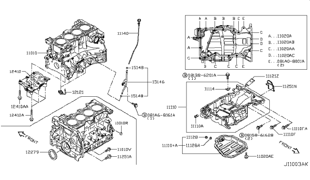 2019 Nissan Rogue Cylinder Block & Oil Pan Diagram 1