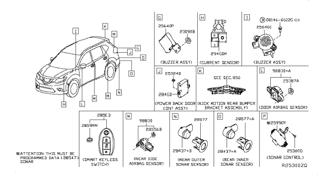 2018 Nissan Rogue Sensor Assy-Distance Diagram for 28438-7FM5C