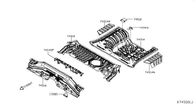 2017 Nissan Versa Floor-Rear,Rear Side LH Diagram for G4533-3BAMA