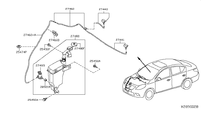 2018 Nissan Versa Hose-Washer Diagram for 28935-1HB1A