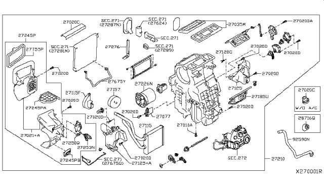 2012 Nissan Versa Sedan Heater & Blower Unit Diagram