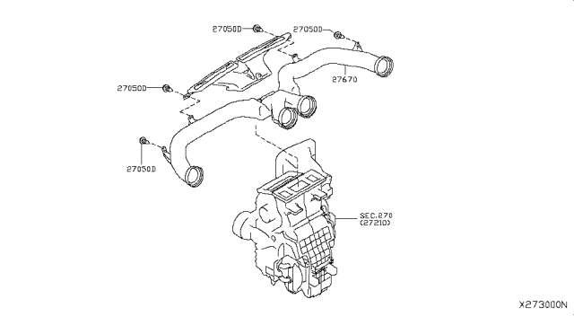 2015 Nissan Versa Sedan Nozzle & Duct Diagram 2