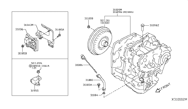 2012 Nissan Versa Sedan Auto Transmission,Transaxle & Fitting Diagram 2