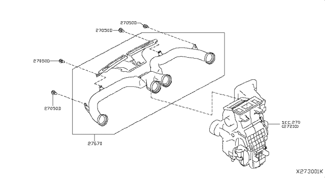 2019 Nissan Versa Nozzle & Duct Diagram 1