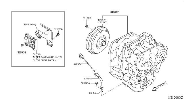 2017 Nissan Versa Sedan Auto Transmission,Transaxle & Fitting Diagram 1