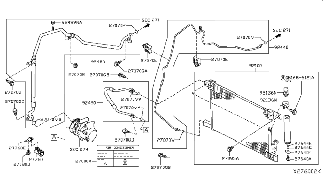 2017 Nissan Versa Condenser,Liquid Tank & Piping Diagram