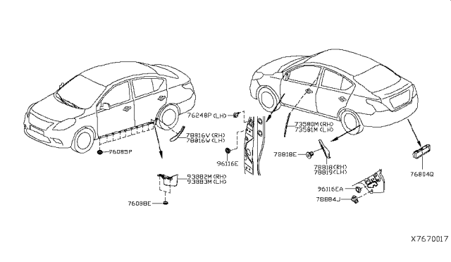 2014 Nissan Versa Clip Diagram for 78819-3BA0A