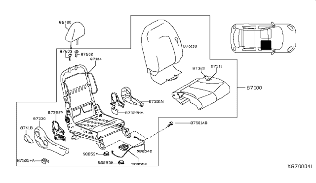 2019 Nissan Versa Front Seat Diagram 4