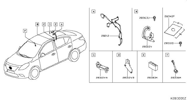 2014 Nissan Versa Power Control Unit-Telephone Diagram for 28383-3KF0A