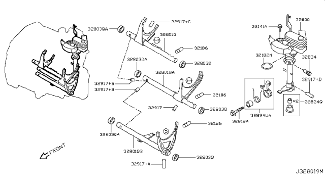 2015 Nissan Versa Controller Assy-Shift Diagram for 32800-00Q0C