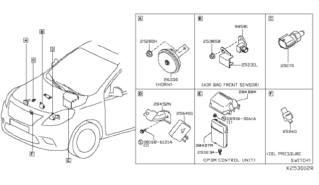 2015 Nissan Versa Horn Assy-Electric Low Diagram for 25620-9LA0A