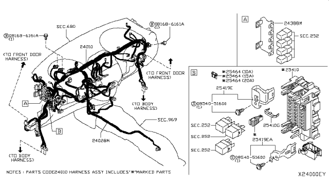 2018 Nissan Versa Harness-Main Diagram for 24010-9KS2A