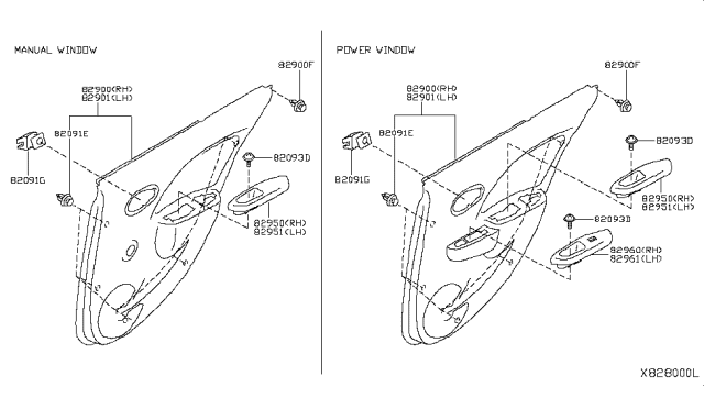 2012 Nissan Versa Sedan Rear Door Trimming Diagram
