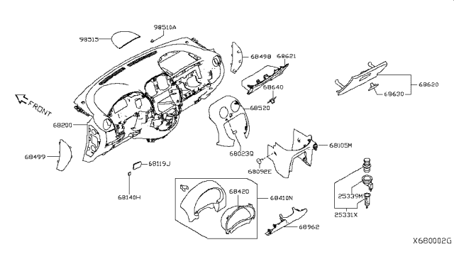 2015 Nissan Versa Sedan Instrument Panel,Pad & Cluster Lid Diagram 5