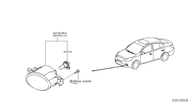 2019 Nissan Versa Fog,Daytime Running & Driving Lamp Diagram 1