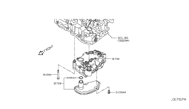 2017 Nissan Versa Sedan Control Valve (ATM) Diagram 2