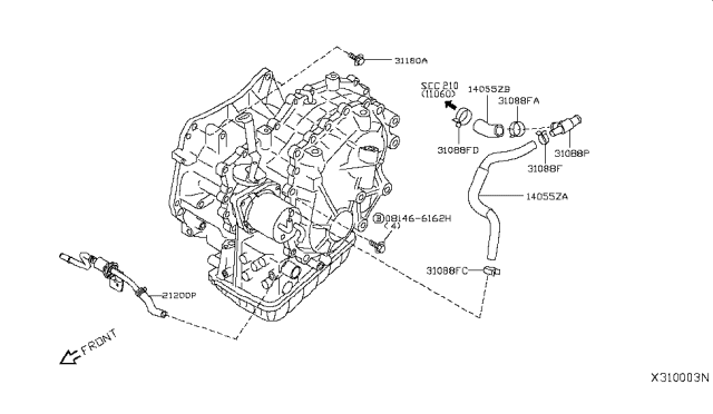 2012 Nissan Versa Sedan Auto Transmission,Transaxle & Fitting Diagram 6
