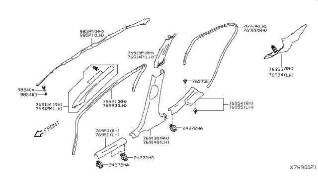 2019 Nissan Versa Plate Kick Re L Diagram for 769E9-9KS0A