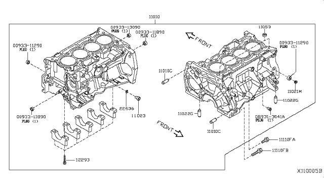 2018 Nissan Versa Bolt-Main Bearing Cap Diagram for 12293-ED00A