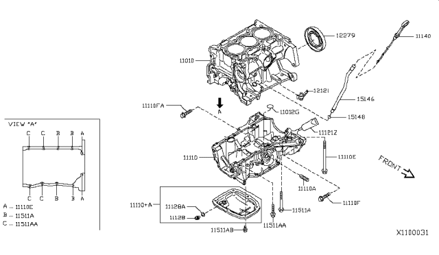 2012 Nissan Versa Pan Assy-Oil Diagram for 11110-3HC1A