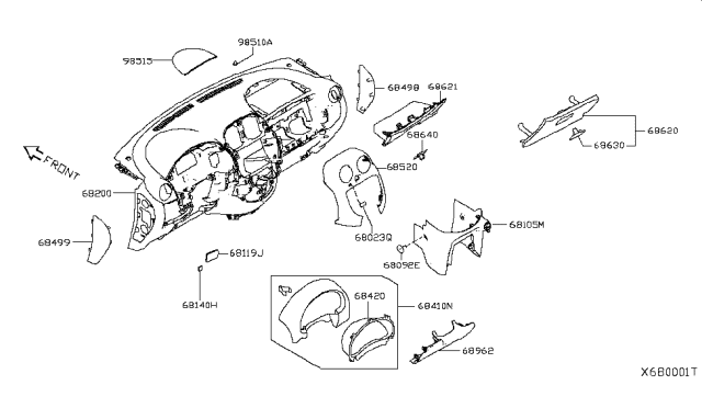 2015 Nissan Versa Sedan Instrument Panel,Pad & Cluster Lid Diagram 3