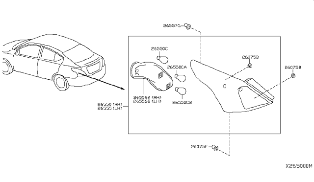 2015 Nissan Versa Sedan Rear Combination Lamp Diagram 2