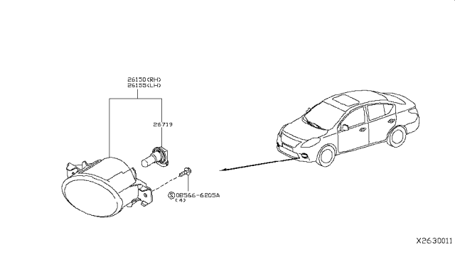 2015 Nissan Versa Fog,Daytime Running & Driving Lamp Diagram 2