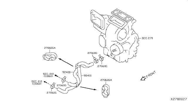 2019 Nissan Versa Hose-Heater,Outlet Diagram for 92410-3AB3A