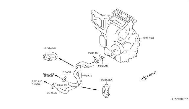 2019 Nissan Versa Hose-Heater,Inlet Diagram for 92400-1HS3A