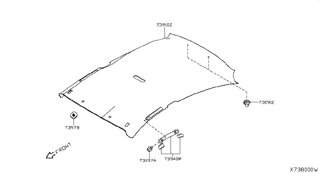 2015 Nissan Versa Sedan Roof Trimming Diagram