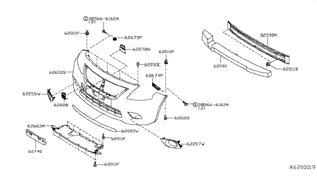 2015 Nissan Versa Front Bumper Diagram 1