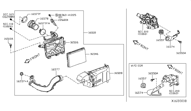 2013 Nissan Versa Duct-Air Diagram for 16554-1HK0A