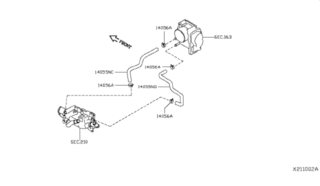 2018 Nissan Versa Sedan Water Hose & Piping Diagram 1