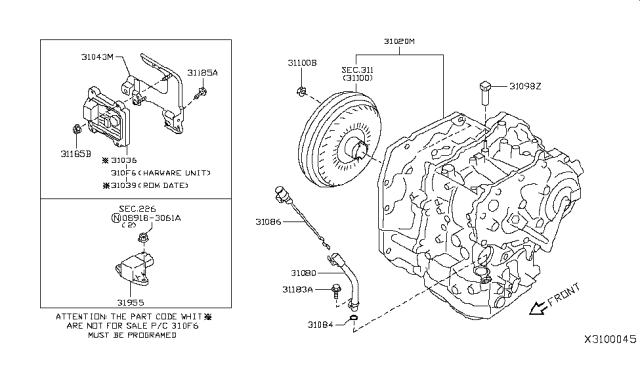 2013 Nissan Versa Automatic Transmission Assembly Diagram for 310C0-3MX1A
