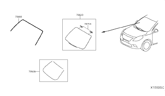 2015 Nissan Versa Sedan Front Windshield Diagram 3