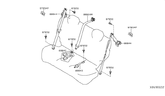 2014 Nissan Versa Rear Seat Belt Diagram 2