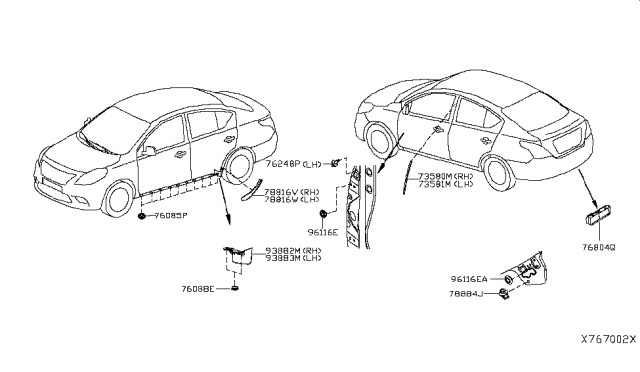 2018 Nissan Versa Sedan Body Side Fitting Diagram 2