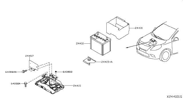 2019 Nissan Versa Battery & Battery Mounting Diagram 1