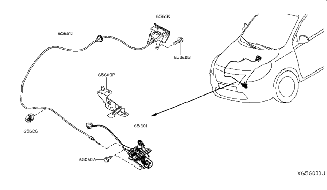 2015 Nissan Versa Sedan Hood Lock Control Diagram 2