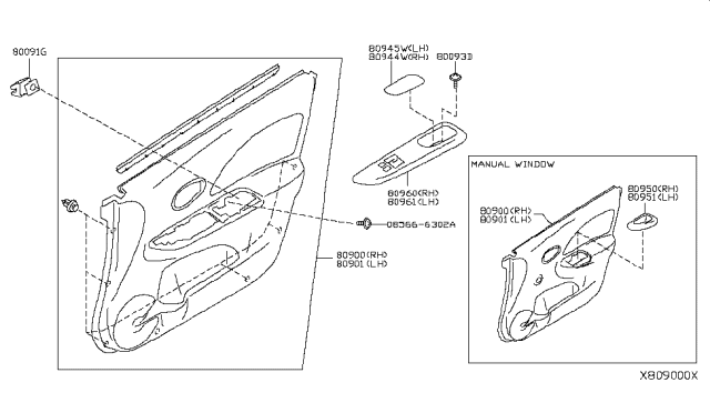 2015 Nissan Versa Finisher Assy-Front Door,LH Diagram for 80901-9KF3A