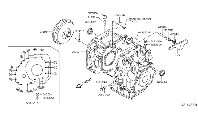 2019 Nissan Versa Torque Converter,Housing & Case Diagram 4