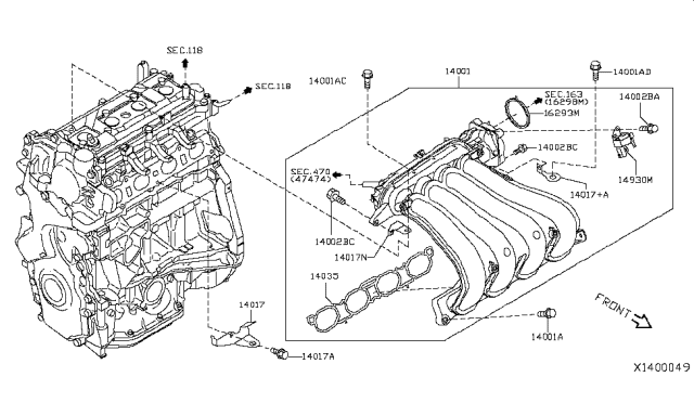 2015 Nissan Versa Bolt Diagram for 14069-CK90A