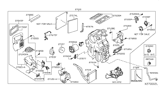 2014 Nissan Versa Blower Assembly-Air Conditioner Diagram for 27210-9KA0B