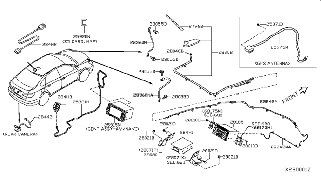 2013 Nissan Versa Deck-Cd Diagram for 28185-3WC0A