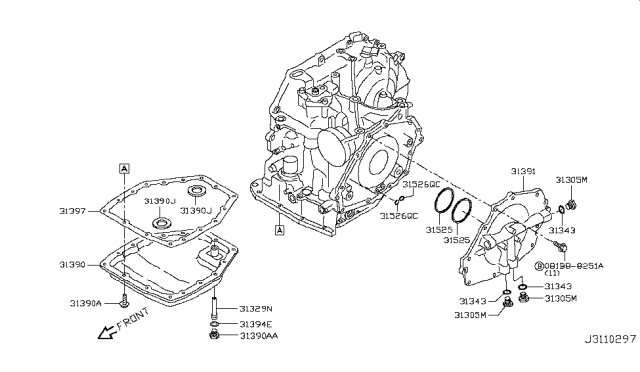 2017 Nissan Versa Torque Converter,Housing & Case Diagram 2